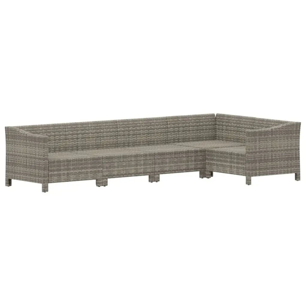 5 Piece Grey PE Rattan Garden Lounge Set with Cushions Outdoor Furniture