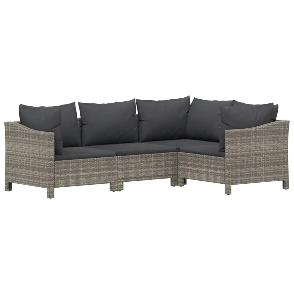 5 Piece Grey PE Rattan Garden Lounge Set with Cushions Outdoor Furniture