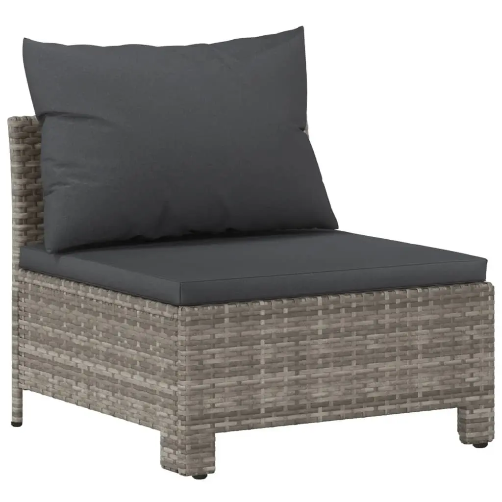 5 Piece Grey PE Rattan Garden Lounge Set with Cushions Outdoor Furniture