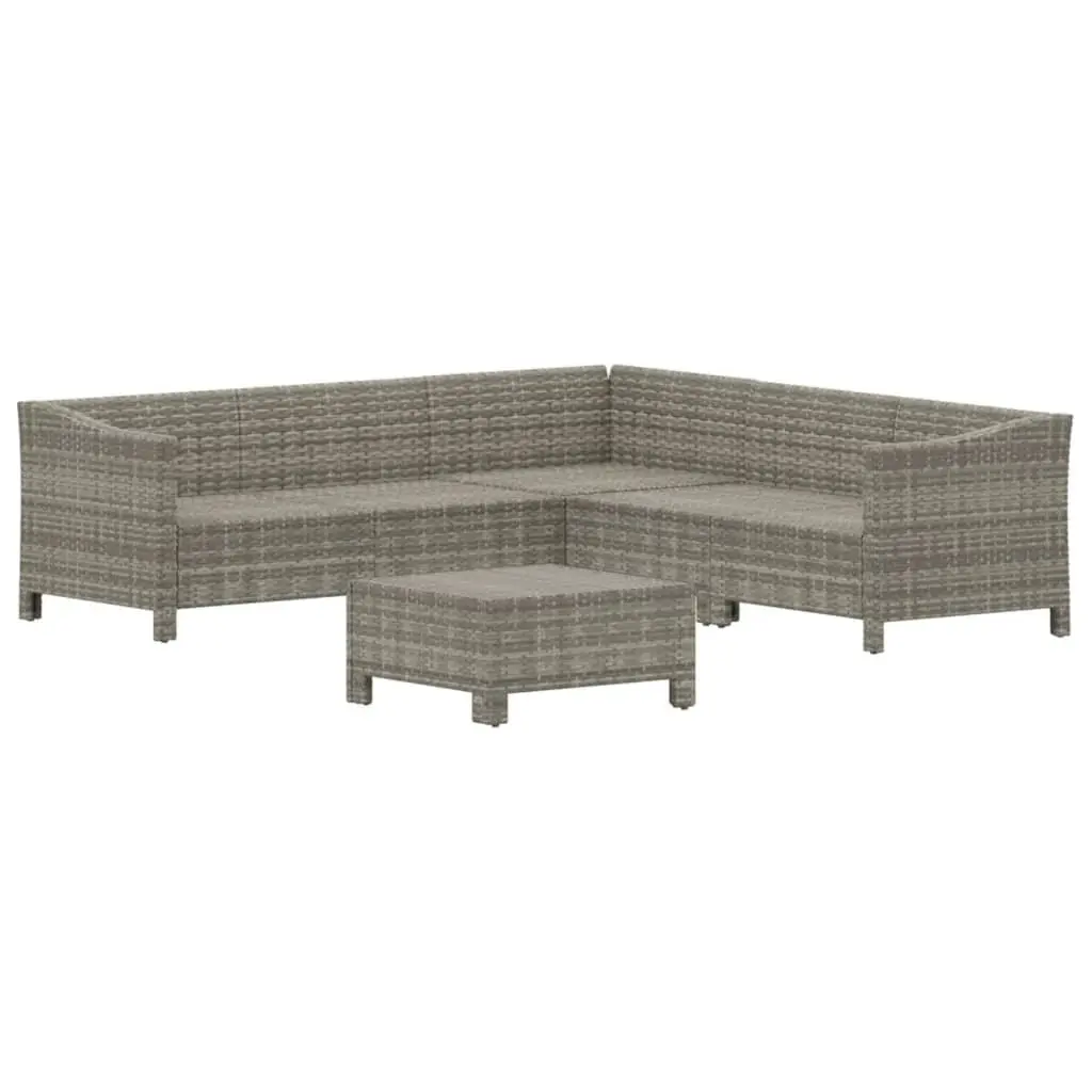 Garden Lounge Set 6 Piece PE Rattan Steel Frame Grey Outdoor Furniture with Cushions