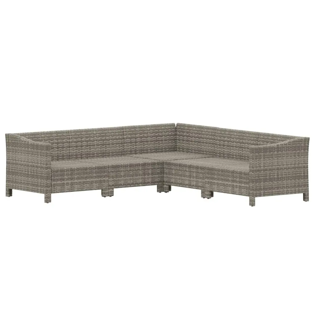 5 Piece Modular Garden Lounge Set Grey Poly Rattan Outdoor Furniture with Cushions
