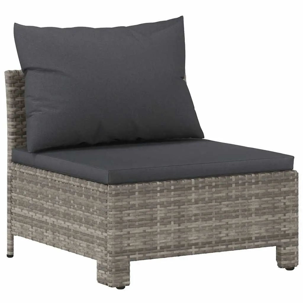 5 Piece Modular Garden Lounge Set Grey Poly Rattan Outdoor Furniture with Cushions