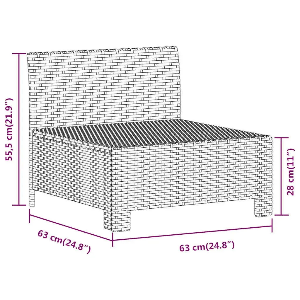 5 Piece Modular Garden Lounge Set Grey Poly Rattan Outdoor Furniture with Cushions