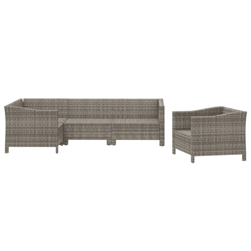 Garden Lounge Set 5 Piece PE Rattan Steel Frame Grey Outdoor Furniture
