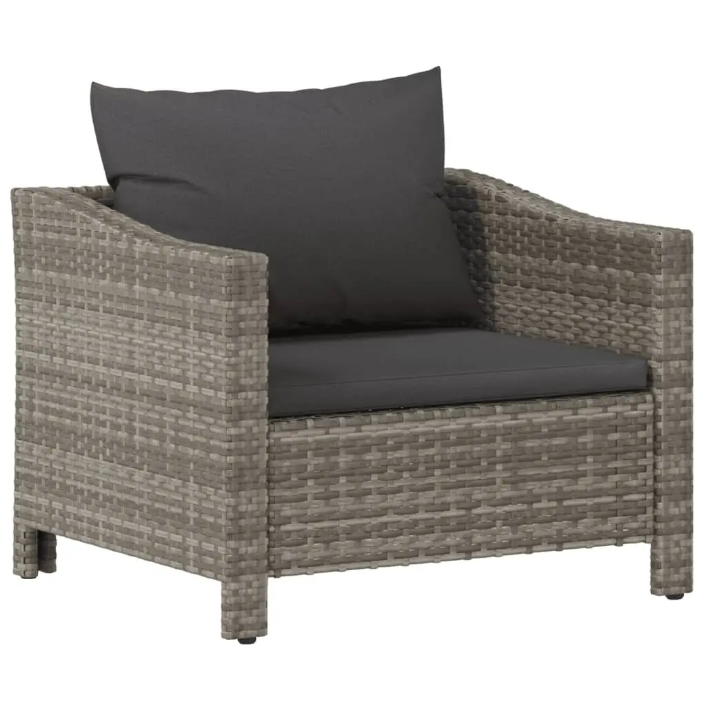 Garden Lounge Set 5 Piece PE Rattan Steel Frame Grey Outdoor Furniture