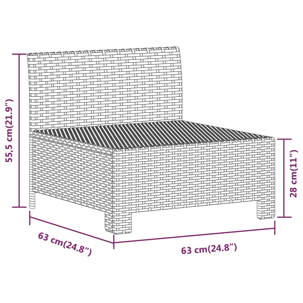 Garden Lounge Set 6 Piece Outdoor Furniture PE Rattan Steel Frame Grey with Cushions