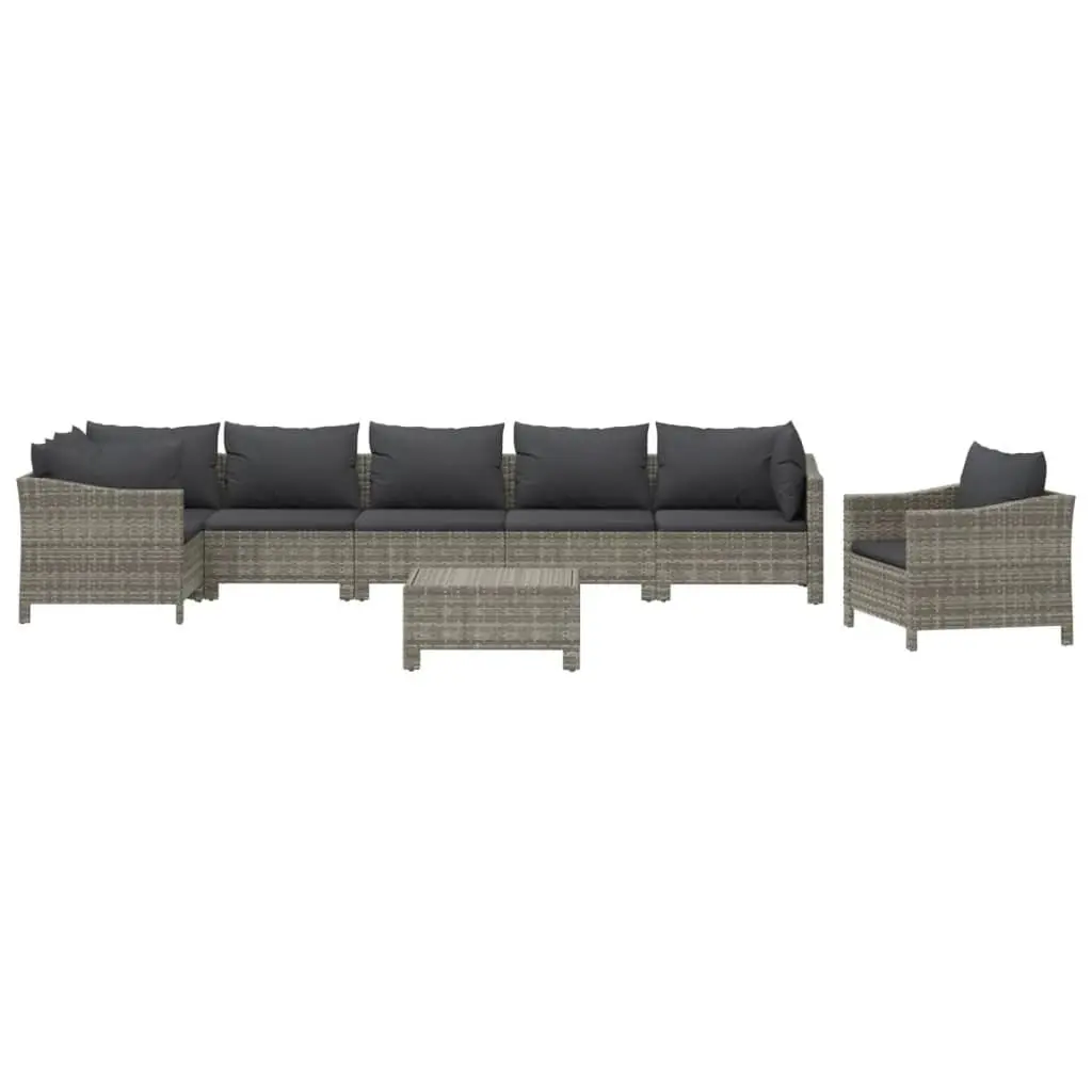 Modular Outdoor Furniture Set 8 Piece Grey Poly Rattan Lounge with Cushions