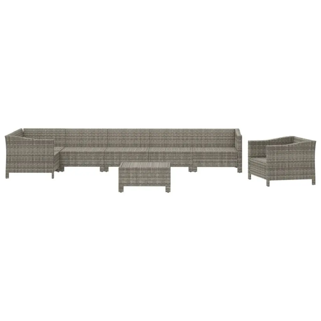 Modular Outdoor Furniture Set 8 Piece Grey Poly Rattan Lounge with Cushions