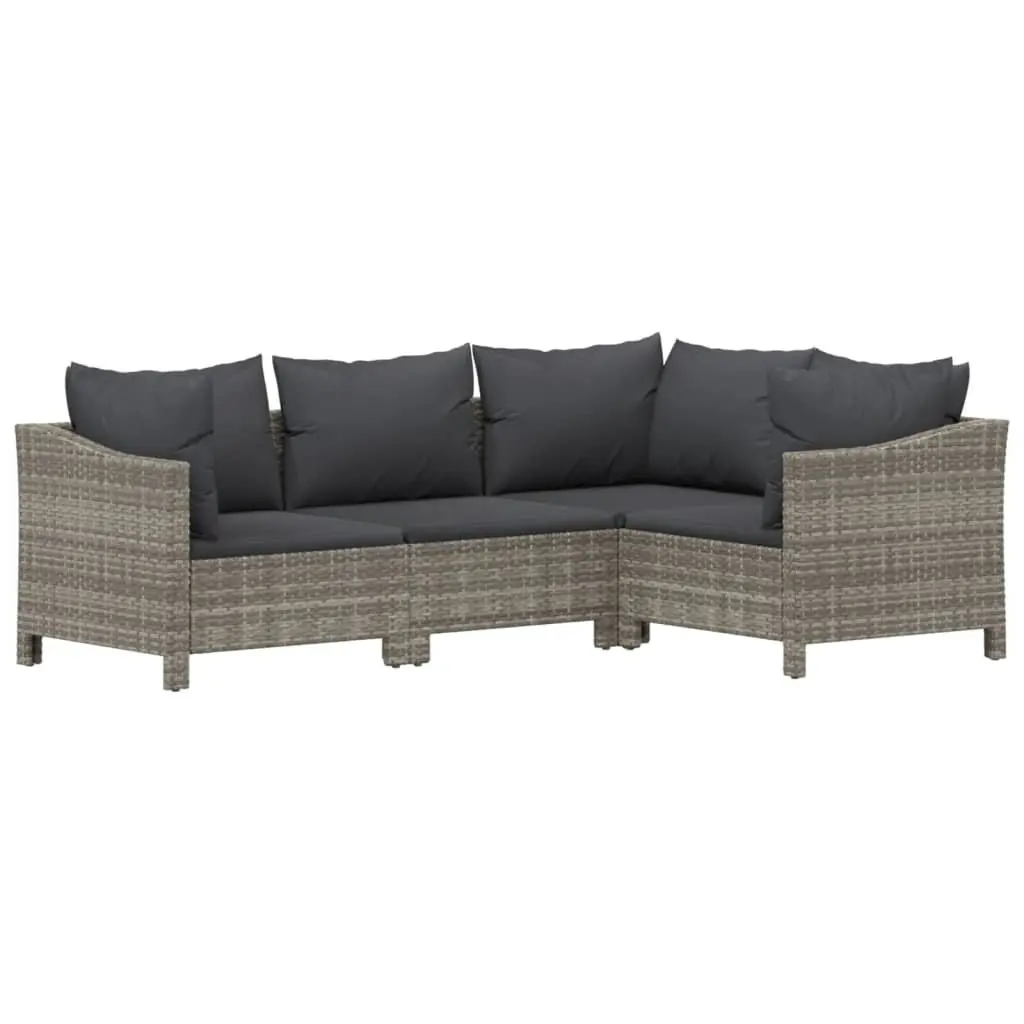Modular Outdoor Furniture Set 8 Piece Grey Poly Rattan Lounge with Cushions