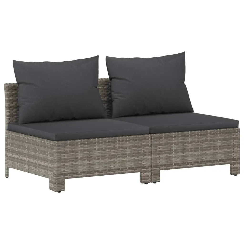 Modular Outdoor Furniture Set 8 Piece Grey Poly Rattan Lounge with Cushions