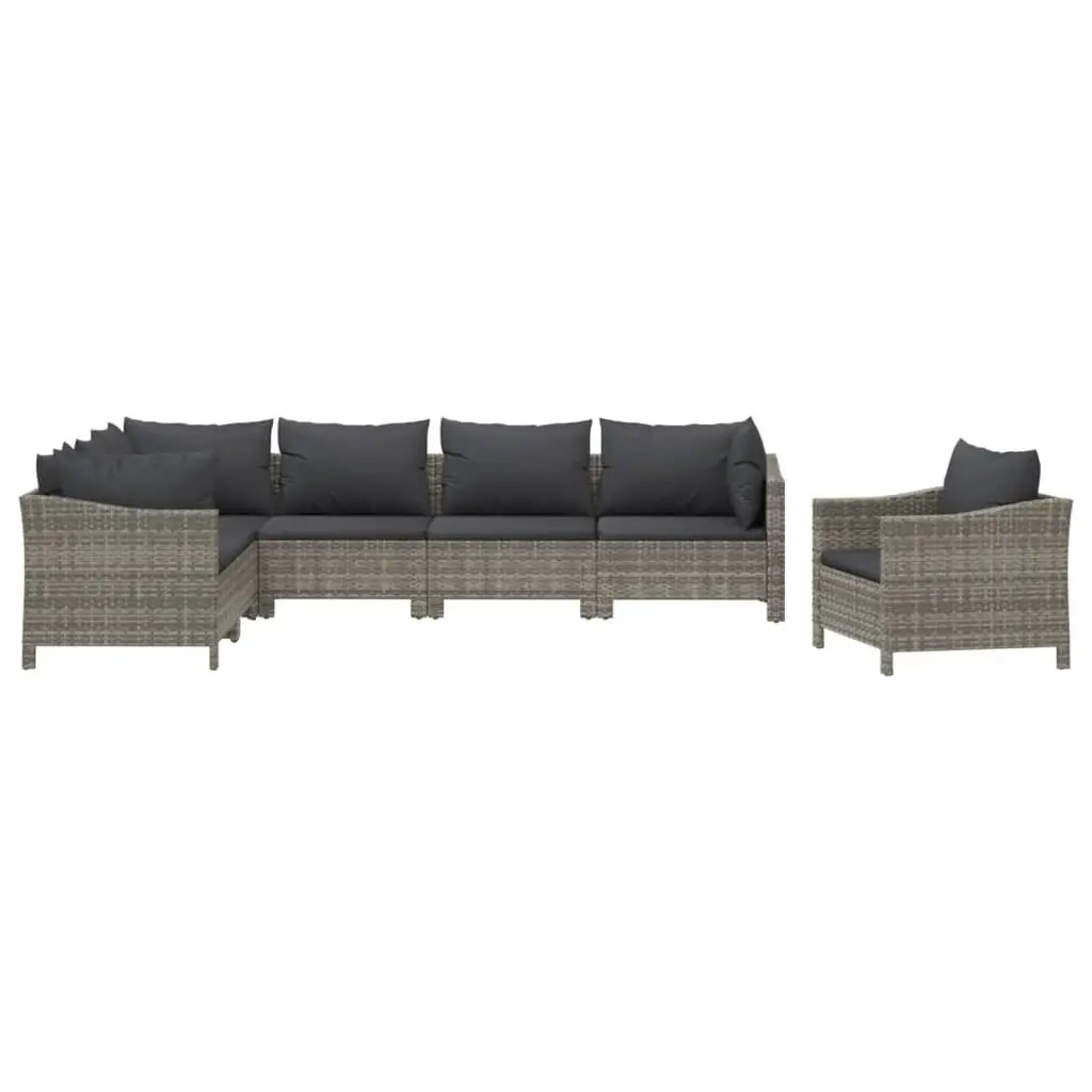 7PieceOutdoorLoungeSetModularFurnitureGreyPolyRattanCushionsPatioGarden
