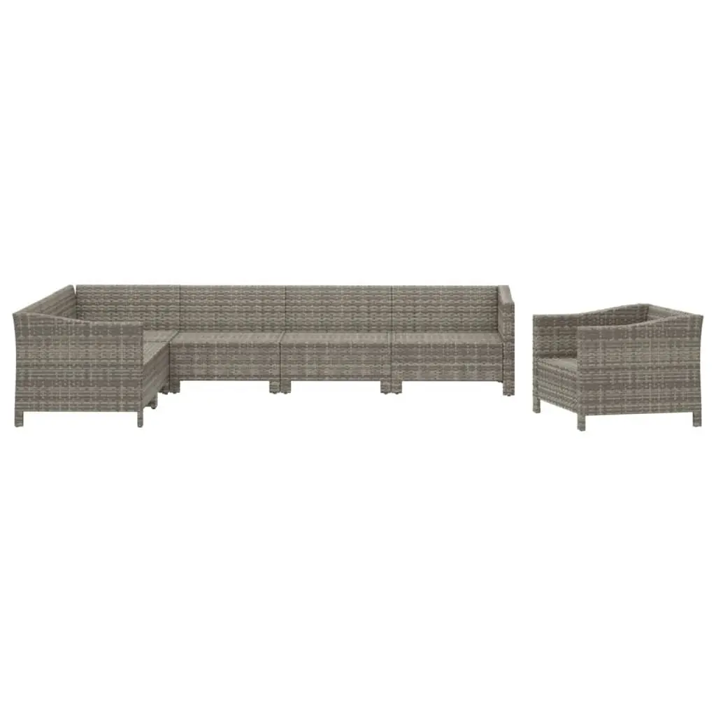7PieceOutdoorLoungeSetModularFurnitureGreyPolyRattanCushionsPatioGarden