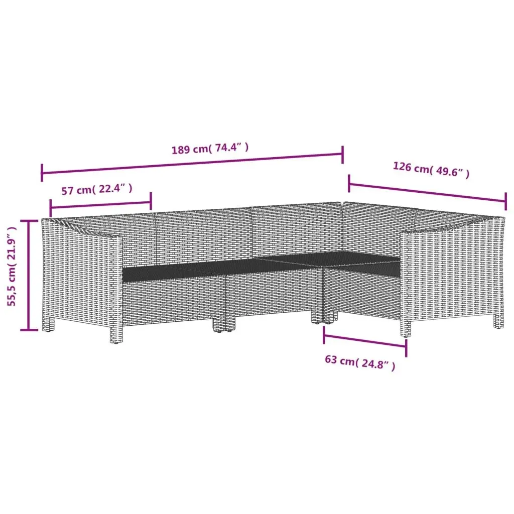 7PieceOutdoorLoungeSetModularFurnitureGreyPolyRattanCushionsPatioGarden