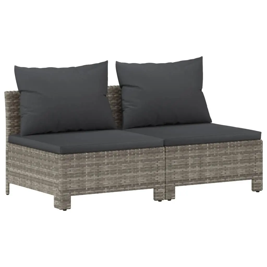Garden Lounge Set 8 Piece Outdoor Furniture PE Rattan Steel Frame Grey with Cushions