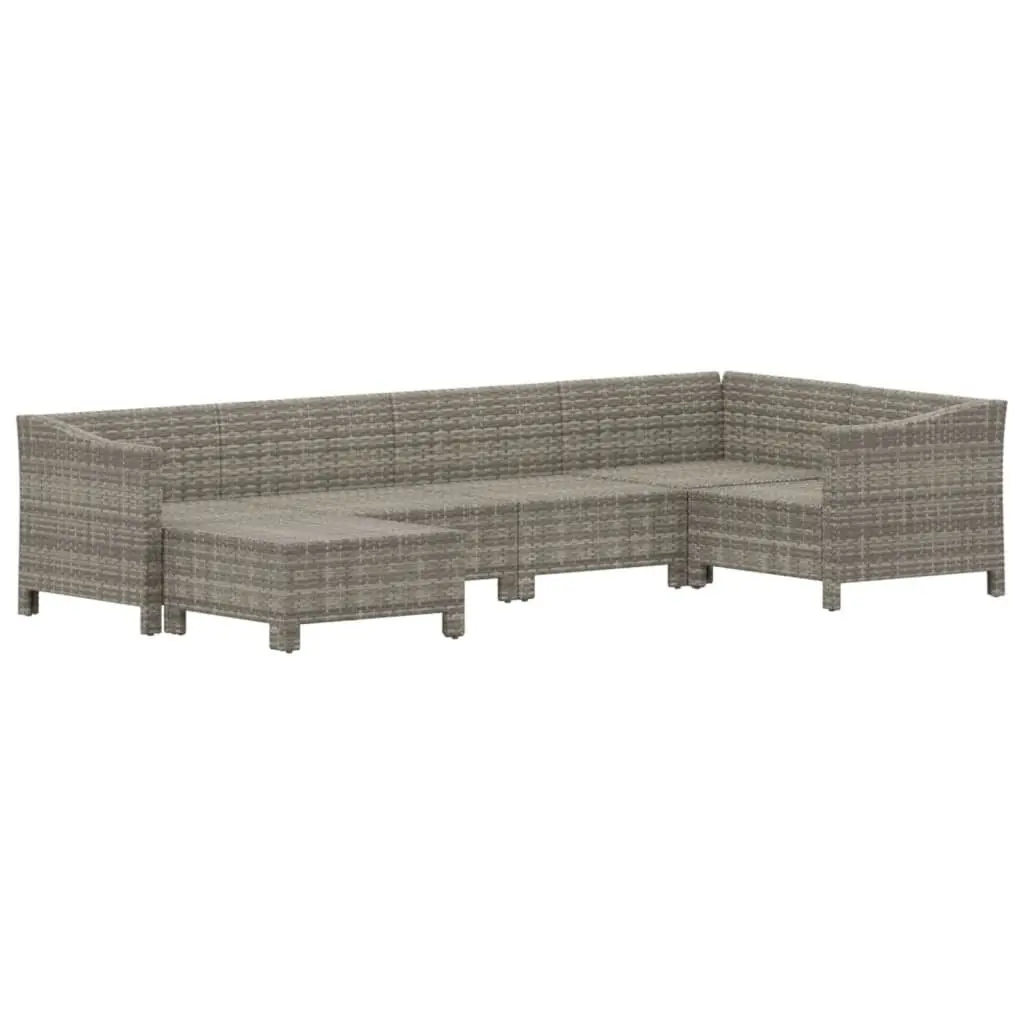 Garden Lounge Set 6 Piece Outdoor Furniture Grey Poly Rattan with Cushions