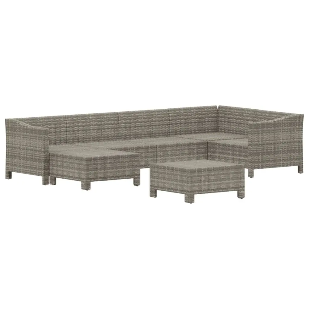 7 Piece Garden Lounge Set Modular PE Rattan Steel Frame Cushions Grey