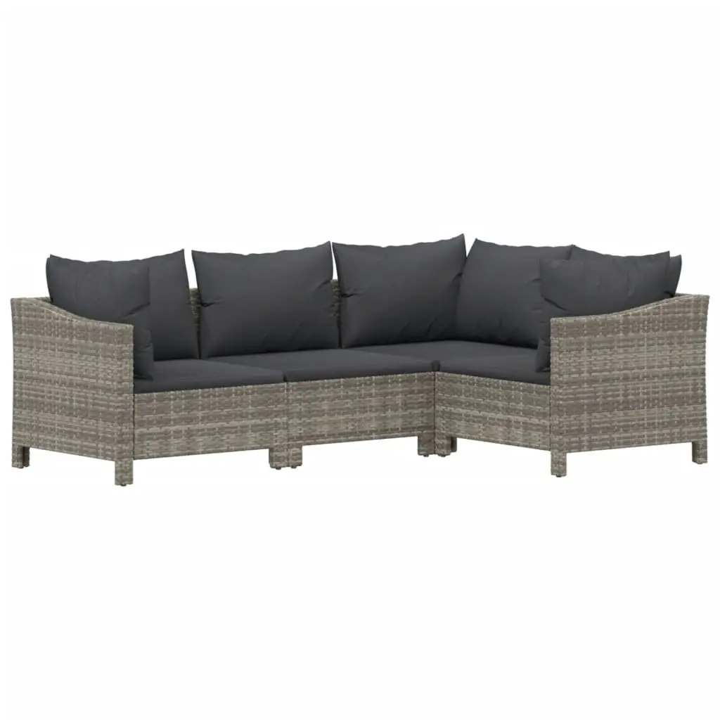 7 Piece Garden Lounge Set Modular PE Rattan Steel Frame Cushions Grey
