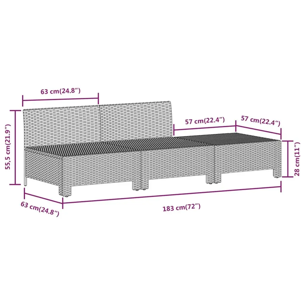 7 Piece Garden Lounge Set PE Rattan Steel Frame Grey Cushions Modular Outdoor Patio Sofa
