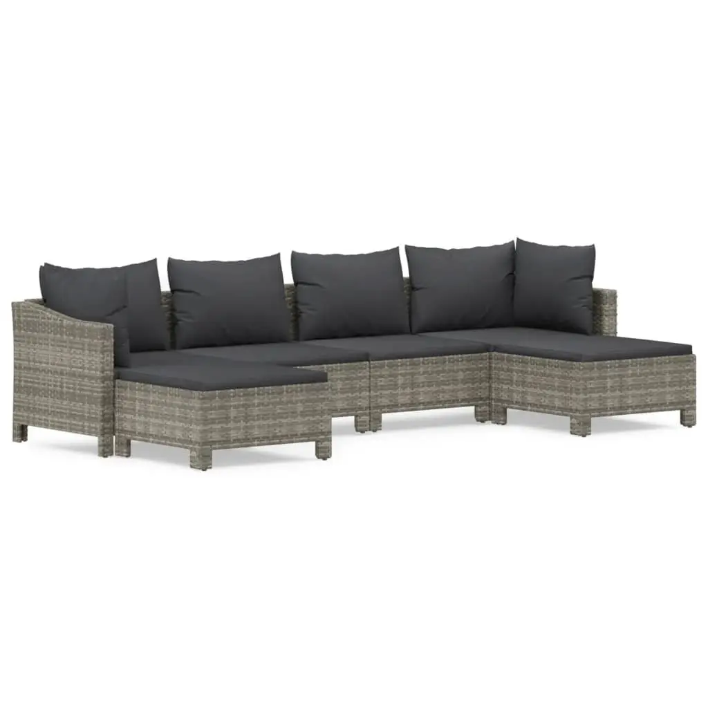 Garden Lounge Set PE Rattan Steel 6 Piece Grey