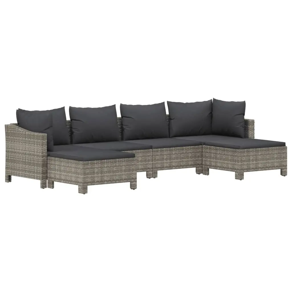 Garden Lounge Set PE Rattan Steel 6 Piece Grey