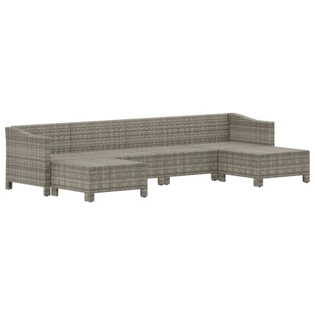 Garden Lounge Set PE Rattan Steel 6 Piece Grey