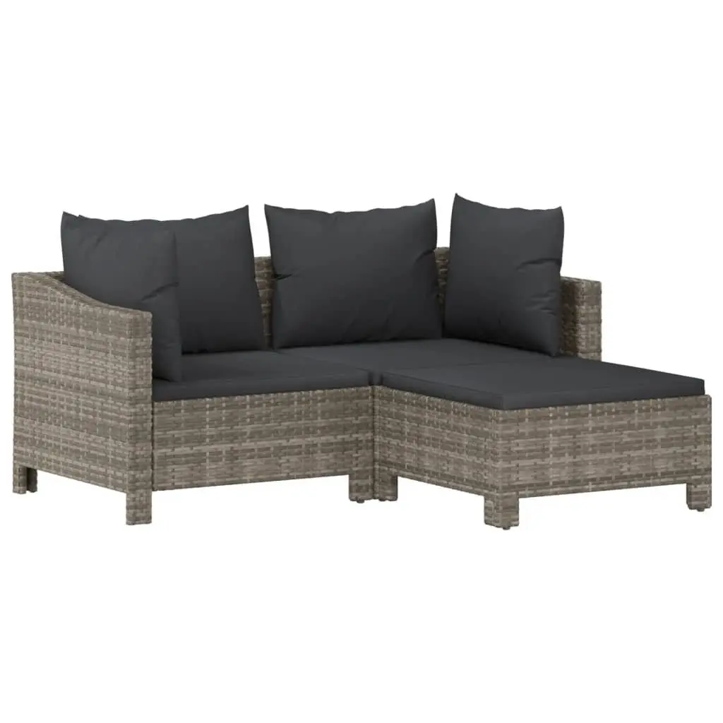 Garden Lounge Set PE Rattan Steel 6 Piece Grey