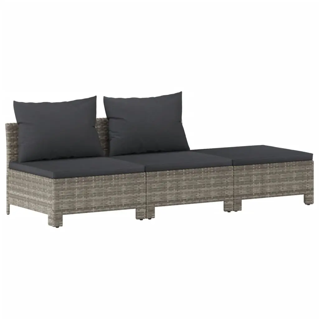 Garden Lounge Set PE Rattan Steel 6 Piece Grey
