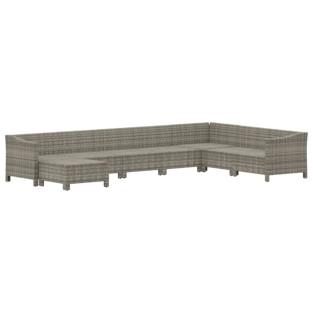 Garden Lounge Set PE Rattan Steel 8 Piece Outdoor Furniture Grey with Cushions