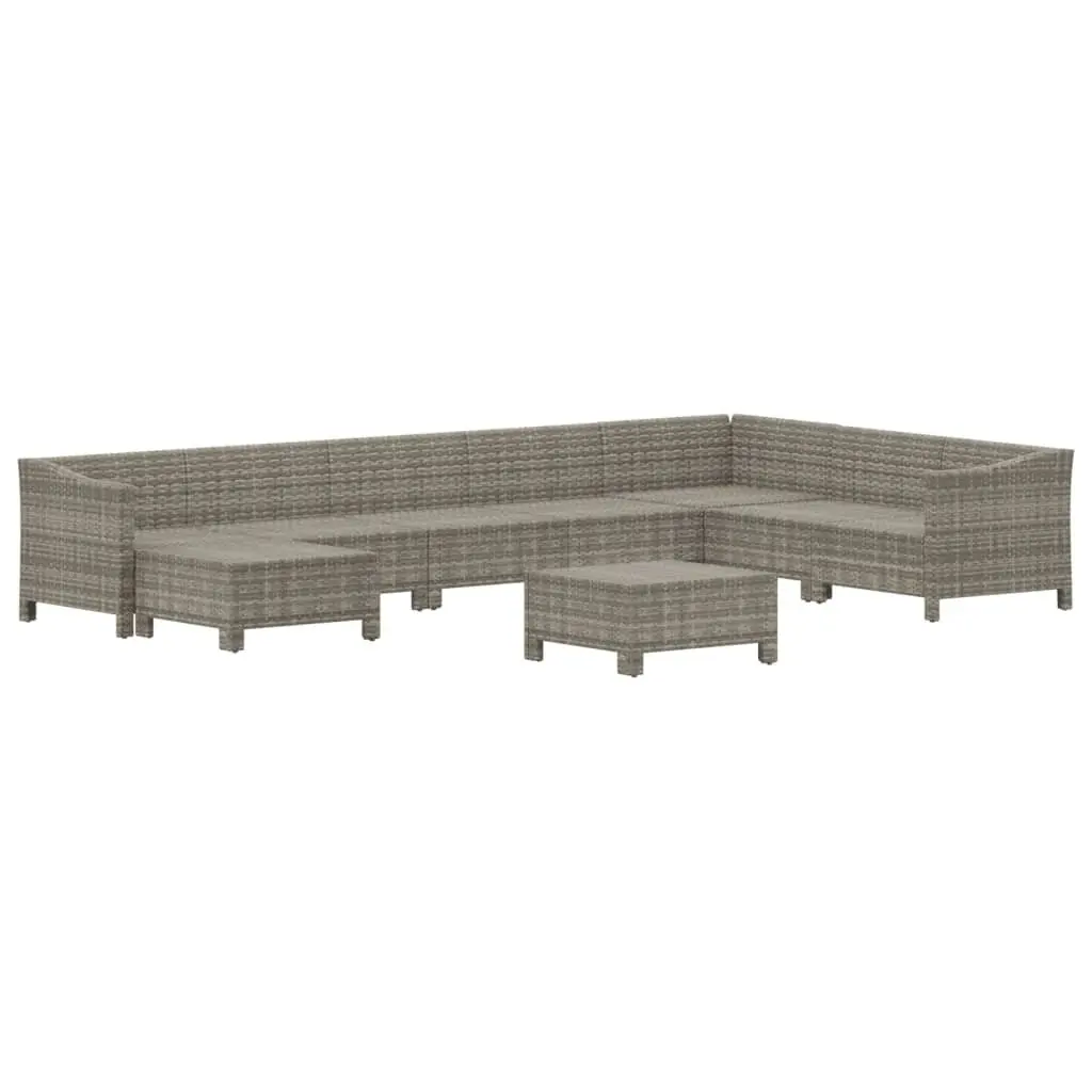 Garden Lounge Set 9 Piece Outdoor Furniture Grey Poly Rattan Modular Sofa
