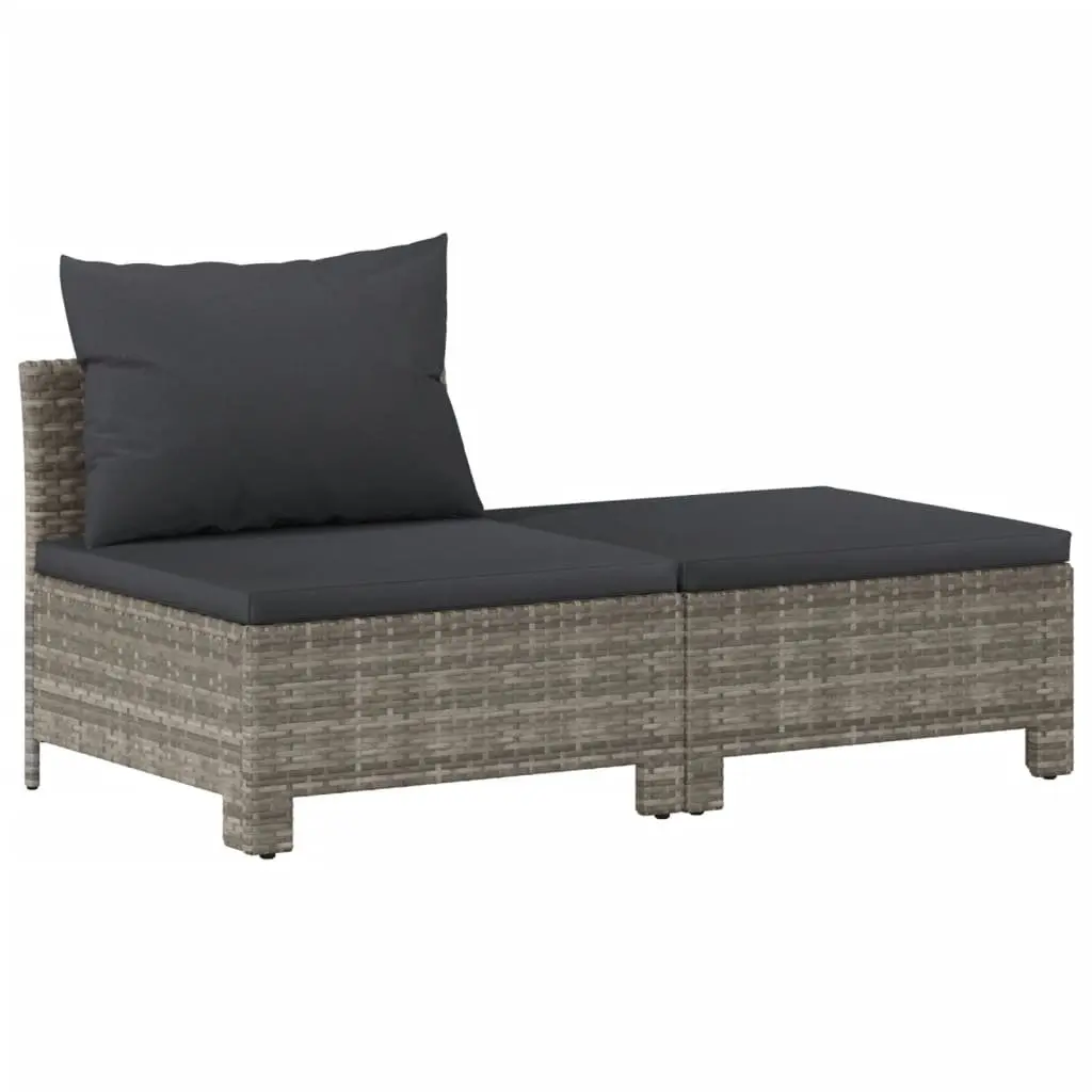 Garden Lounge Set 9 Piece Outdoor Furniture Grey Poly Rattan Modular Sofa