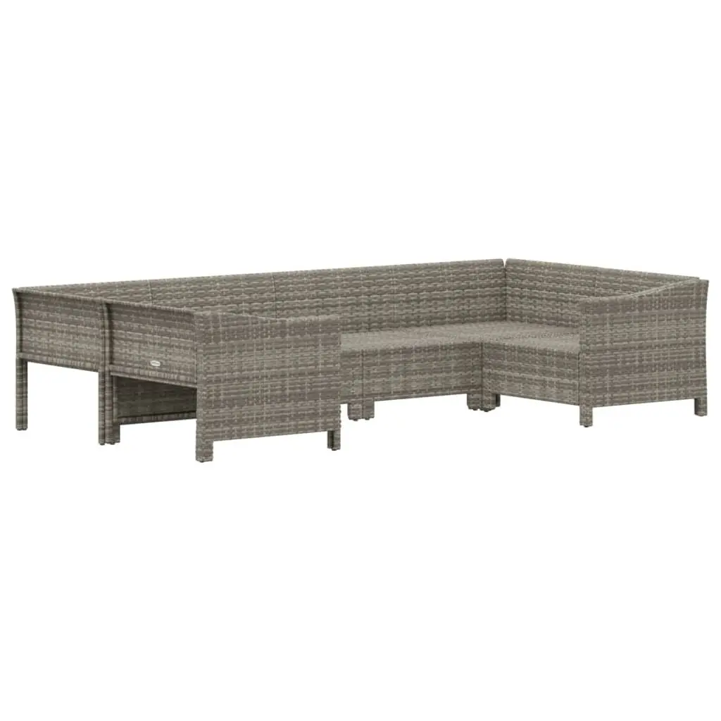 Garden Lounge Set Modular Steel Powder Coated 6 Piece Grey Outdoor Furniture with Cushions
