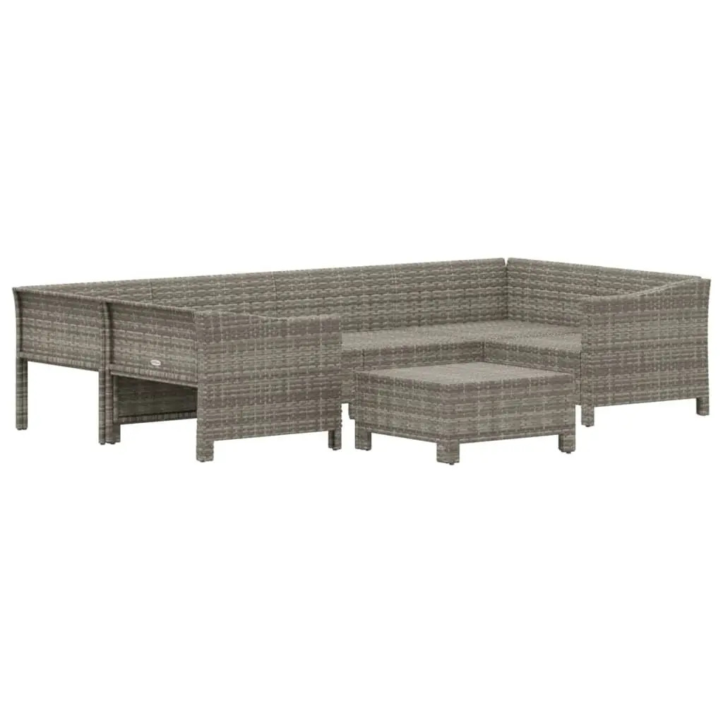 7 Piece Garden Lounge Set Poly Rattan Grey with Cushions