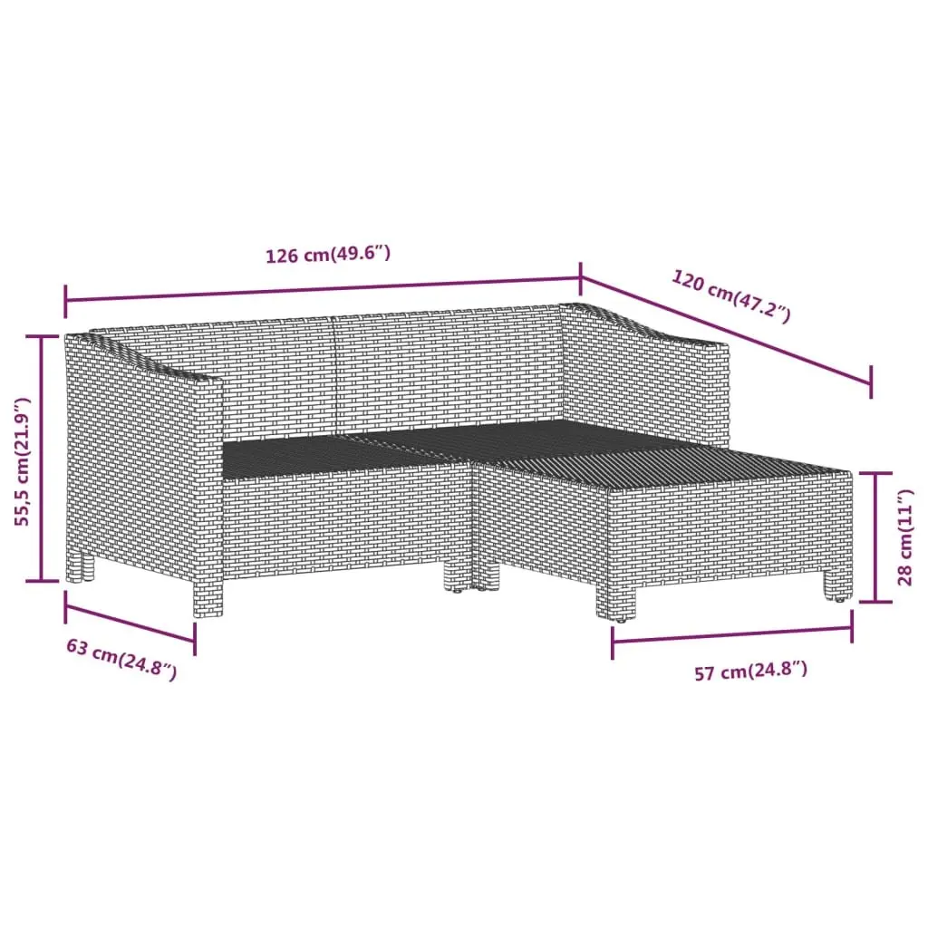 7 Piece Garden Lounge Set Poly Rattan Grey with Cushions