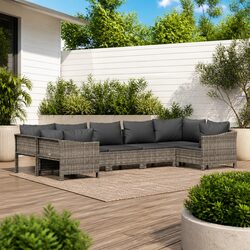 Versatile 7 Piece Grey Outdoor Lounge Set with Cushions