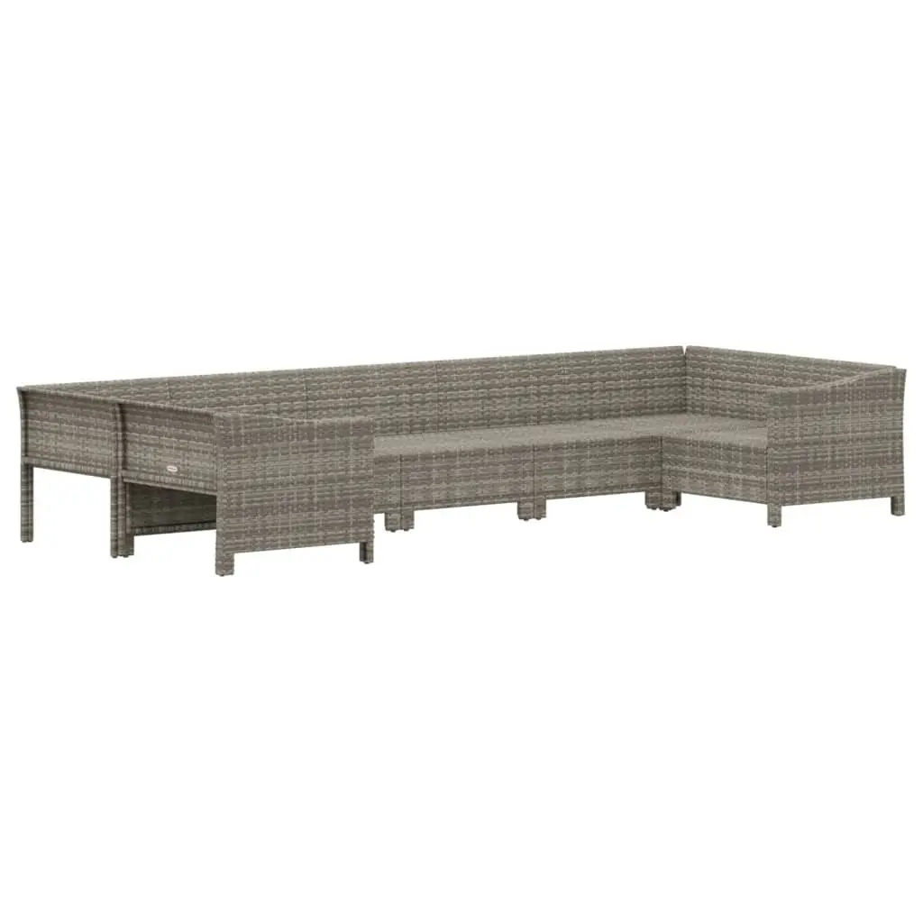 7 Piece Outdoor Lounge Set Modular Poly Rattan Grey with Cushions for Garden and Patio