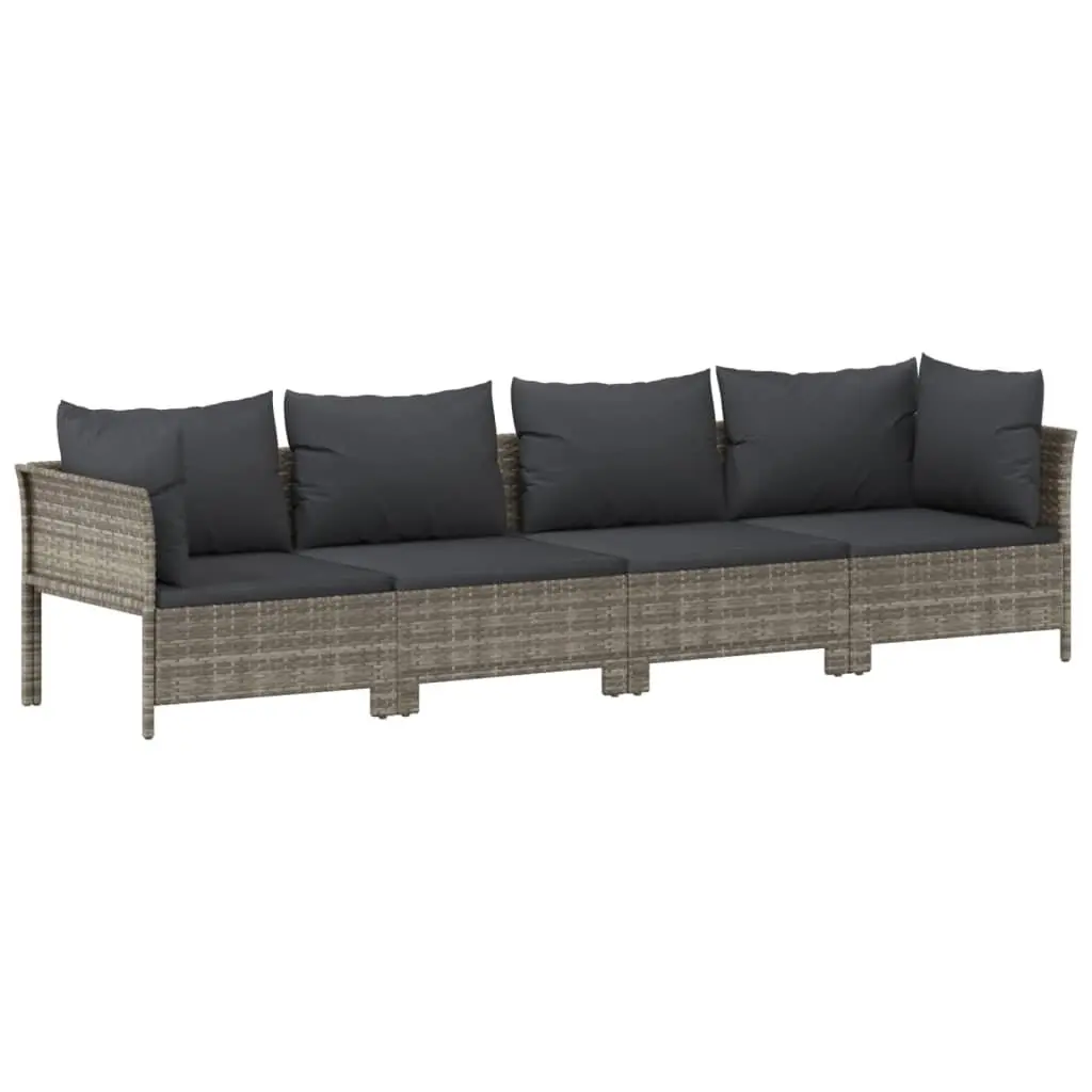 7 Piece Outdoor Lounge Set Modular Poly Rattan Grey with Cushions for Garden and Patio