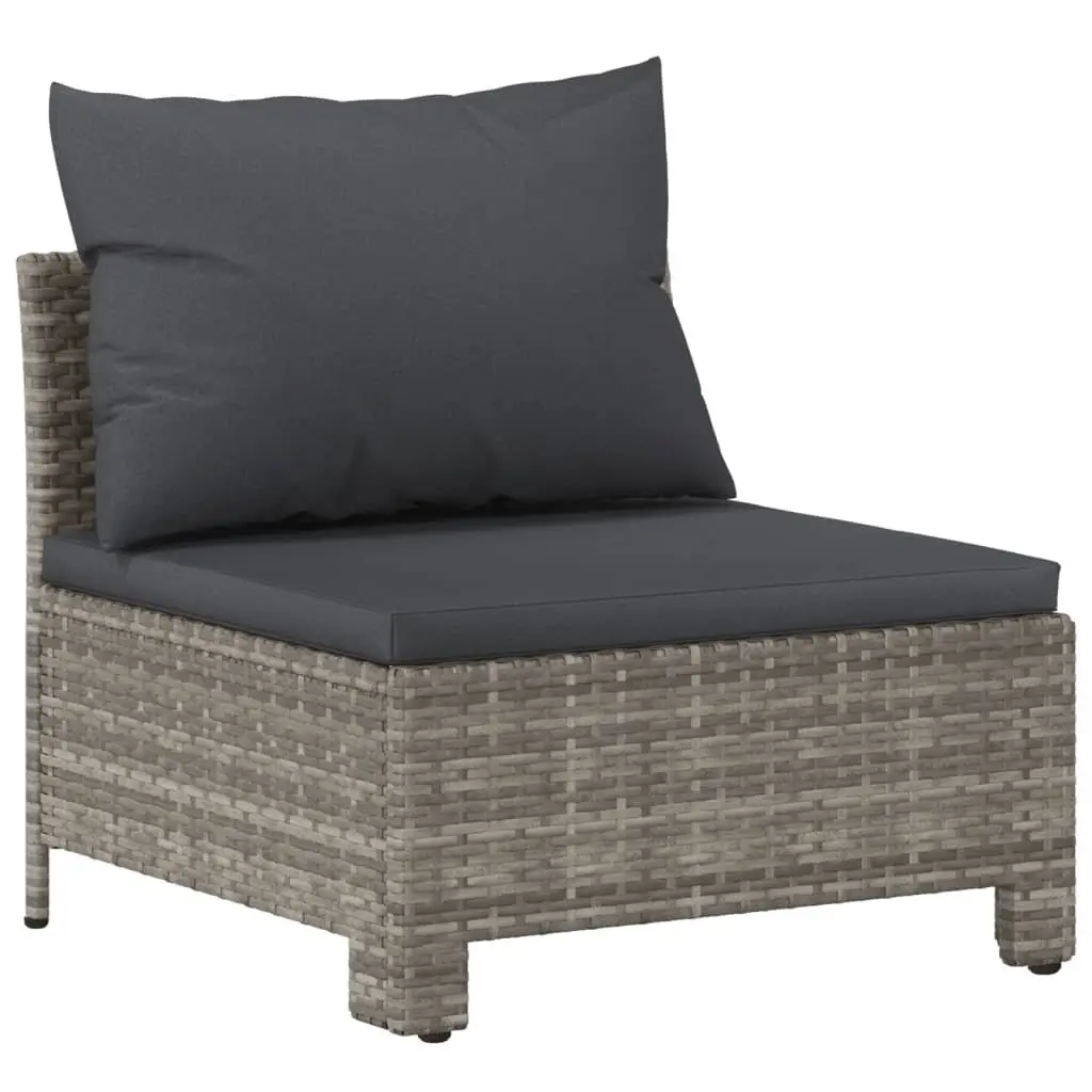 7 Piece Outdoor Lounge Set Modular Poly Rattan Grey with Cushions for Garden and Patio