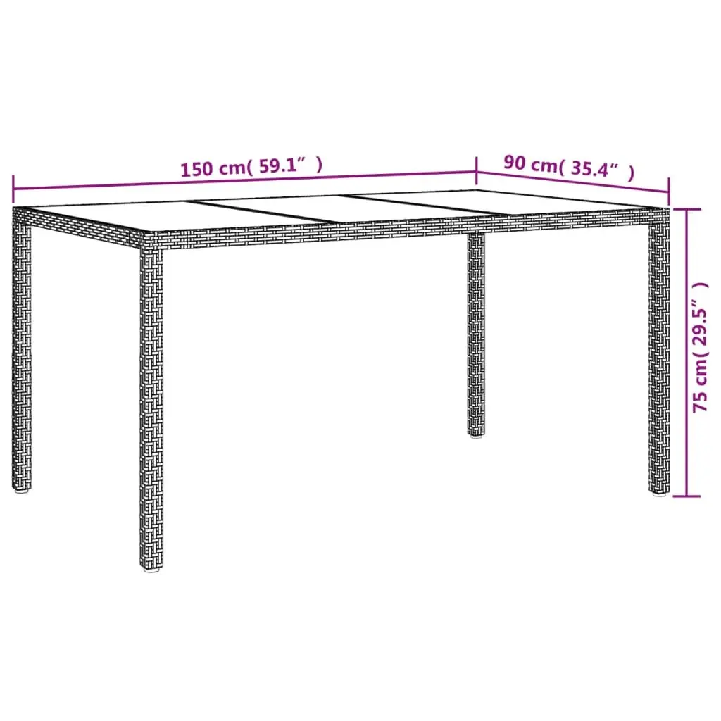 7 Piece Garden Dining Set Grey PE Rattan Outdoor Table Chairs with Cushions