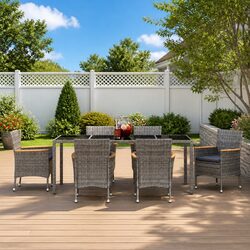 Functional 7-Piece Grey Outdoor Dining Set for Your Patio