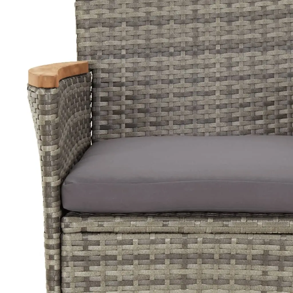 7 Piece Garden Dining Set PE Rattan Grey Outdoor Furniture with Steel Frame and Cushioned Chairs