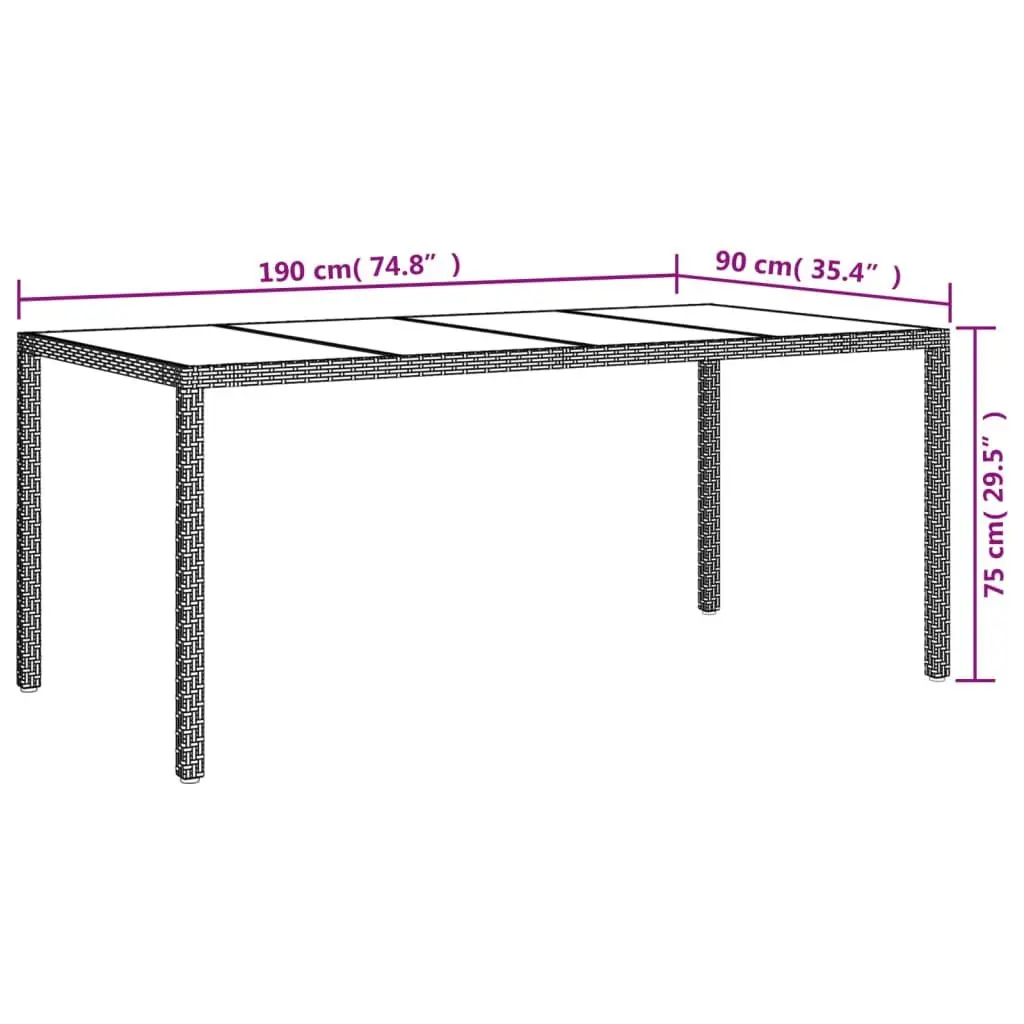 7 Piece Garden Dining Set PE Rattan Grey Outdoor Furniture with Steel Frame and Cushioned Chairs