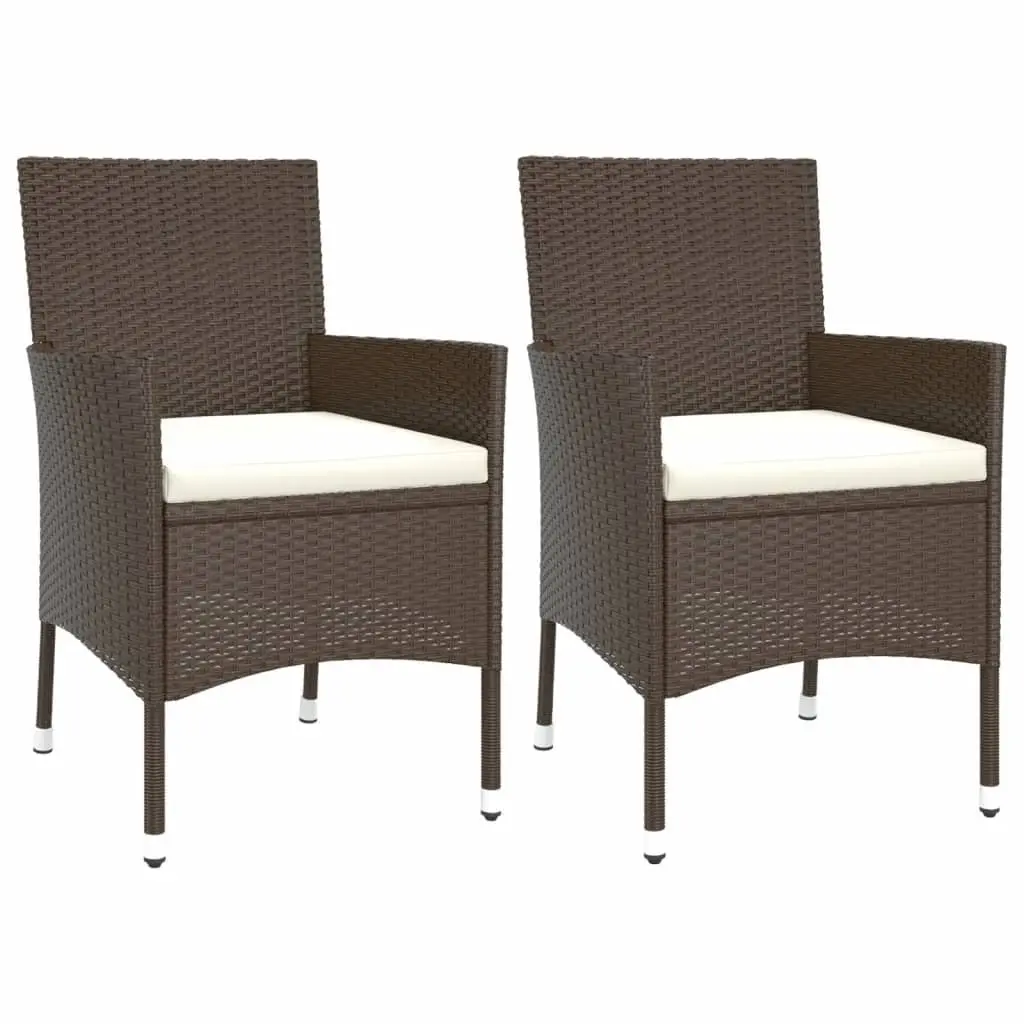 3 Piece Garden Bistro Set Brown Outdoor Furniture Chairs Table with Cushions