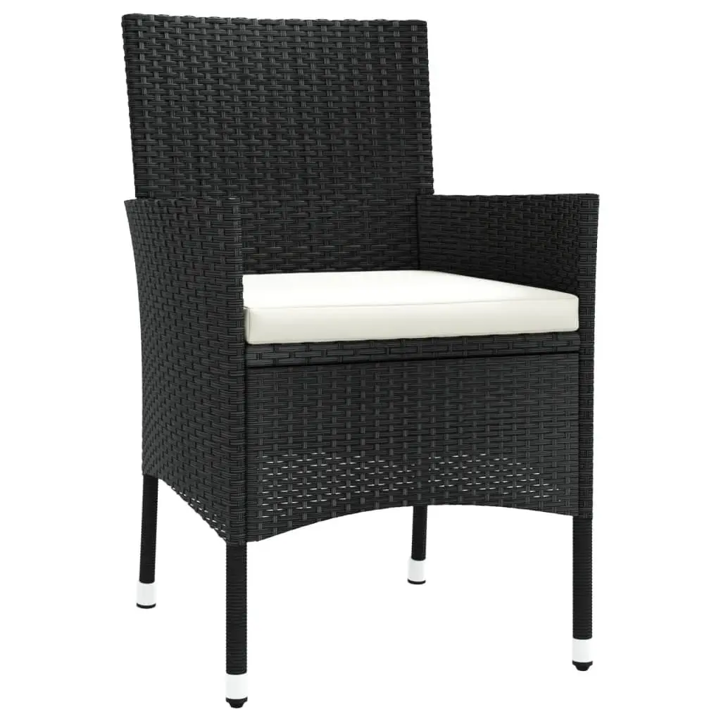 3 Piece Bistro Set Black PE Rattan Outdoor Chairs and Table