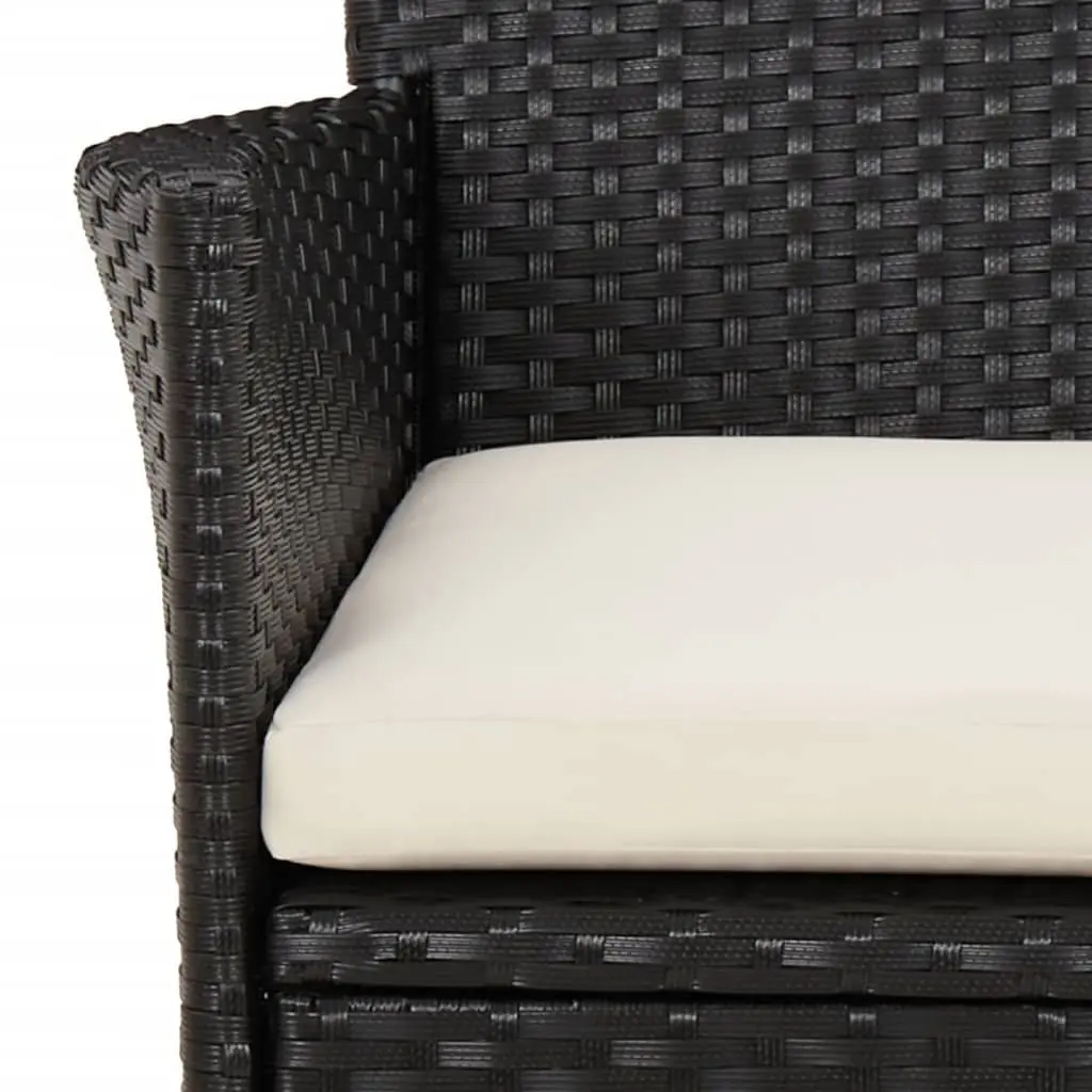 3 Piece Bistro Set Black PE Rattan Outdoor Chairs and Table