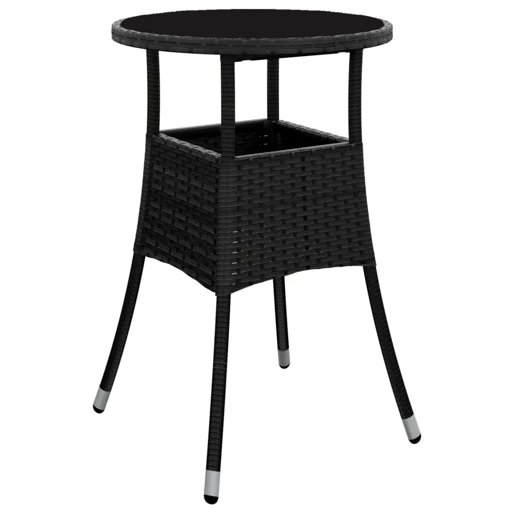 5 Piece Outdoor Bistro Set PE Rattan Black Chairs Table with Cushions