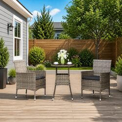 Functional Grey 3 Piece Bistro Set for Garden Relaxation