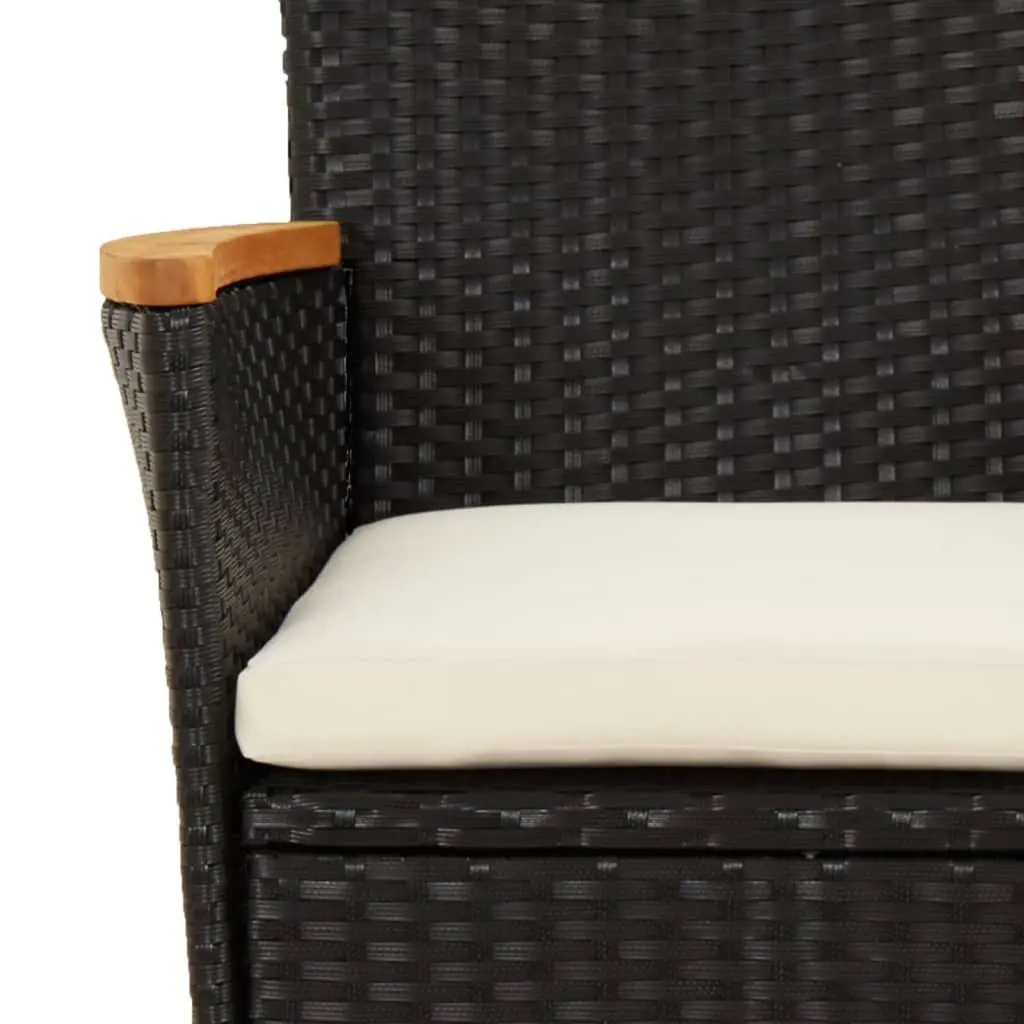 Outdoor Furniture Set 5 Piece Black PE Rattan Chairs with Cushions and Table