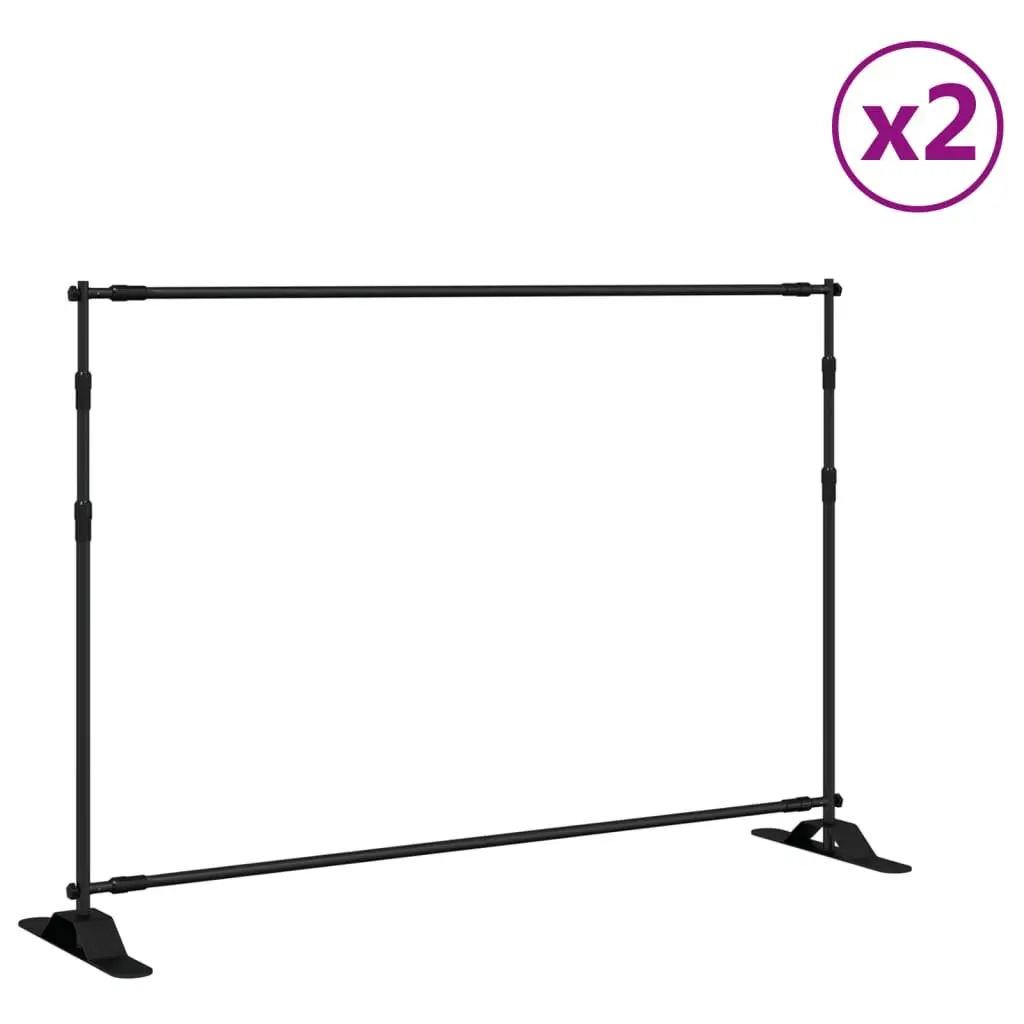 Backdrop Stand Steel Adjustable 175-305 cm Width 100-243 cm Height Black 2 Piece