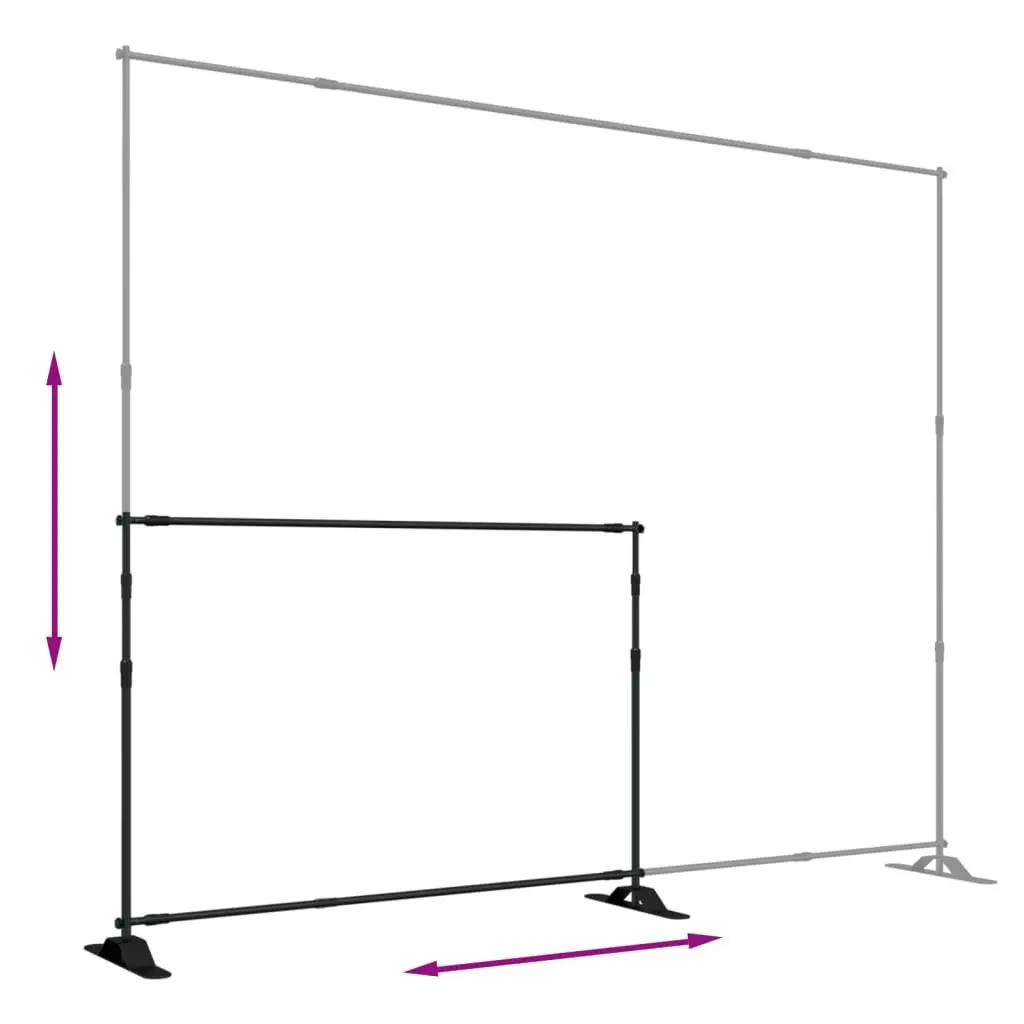 Backdrop Stand Steel Adjustable 175-305 cm Width 100-243 cm Height Black 2 Piece
