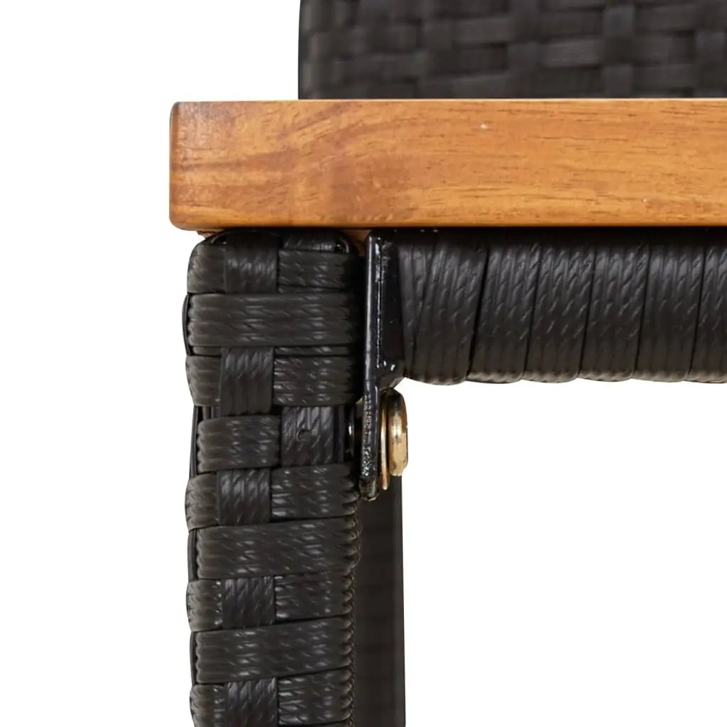 Garden Bar Set PE Rattan Acacia Wood Black 3 Piece Outdoor Furniture